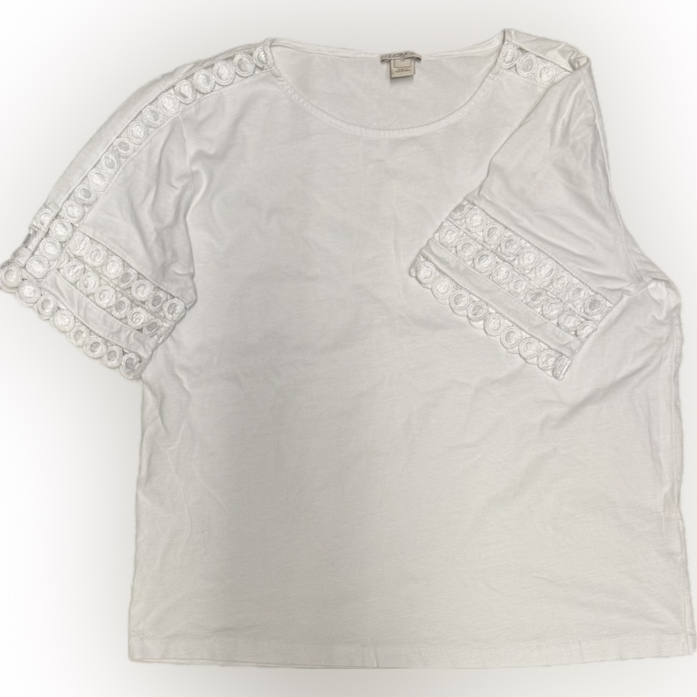 J. Crew White Blouse with Lace Accents | Sz XS